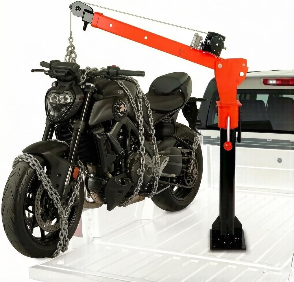 2200 LBS Capacity Truck Bed Crane，Alloy Steel Pickup Truck Crane with 5000 LBS Winch，3-Position Adjustable Folding Bed Crane for Heavy-Duty Lifting