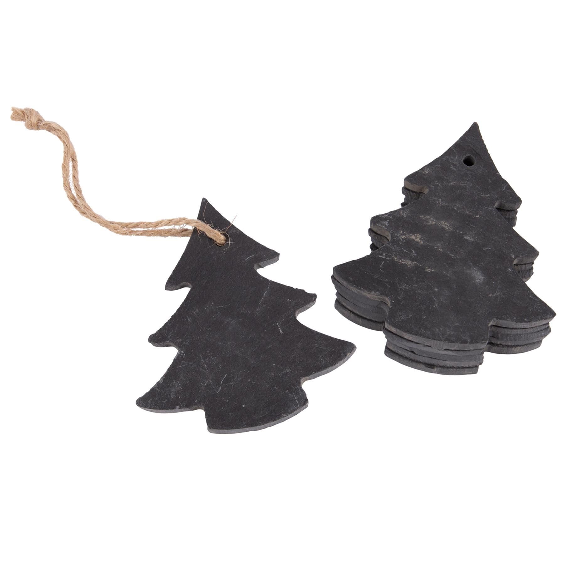 Nicola Spring Grey Slate Christmas Tree Decorations - 7 X 8Cm - Tree - Pack Of 6 - Xmas Decor Hanging Winter Holiday Ornament Keepsake Decorations For Christmas Trees, Wreath, Garland
