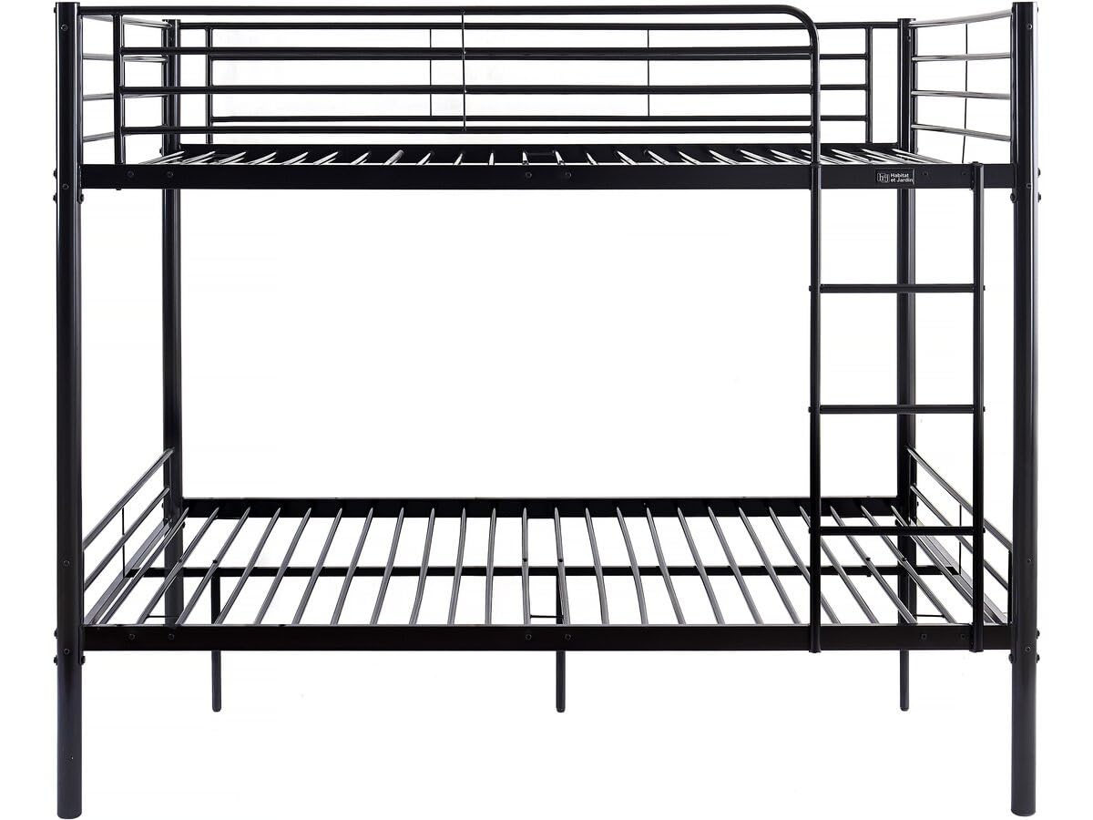 Lit superposé double "Adam" - Sommier inclus - 140 x 190 cm - Noir