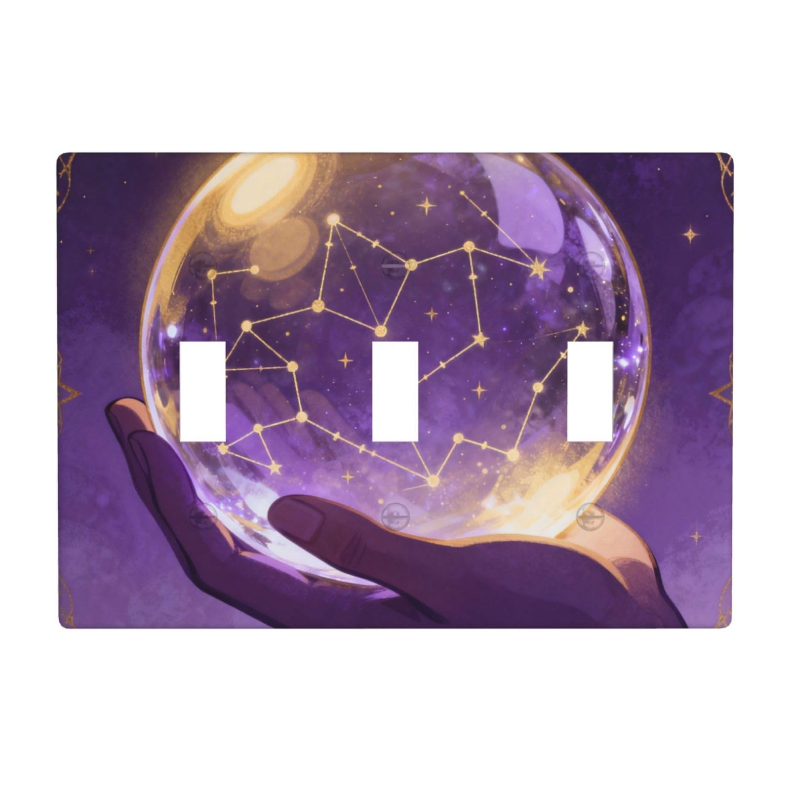 Crystal Ball Stars 3 Gang Switch Plate Cover-Unbreakable Polycarbonate Wall Plate, Heat Resistant Toggle Switch Decor for Home