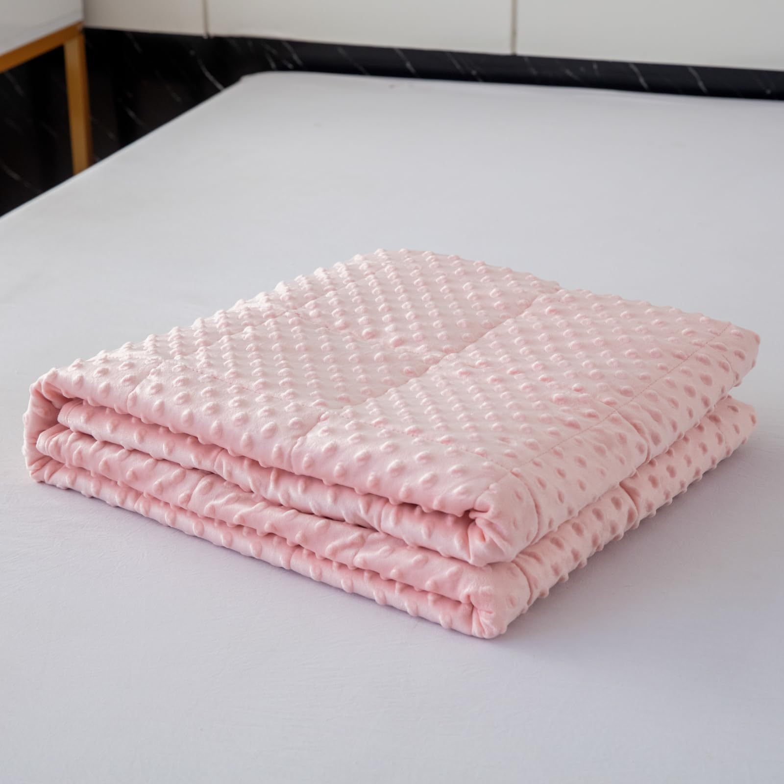 Manta pesada con edredón Minky para todas las estaciones, manta reversible suave y pesada para adultos rosa (5 libras, 36 x 48 pulgadas)
