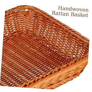 Crafthrou imitation rattan woven bread and fruit basket with lid versatile tabletop serving basket for kitchen restaurant and picnic use ideal for muffins and fresh produce  urban country home decor