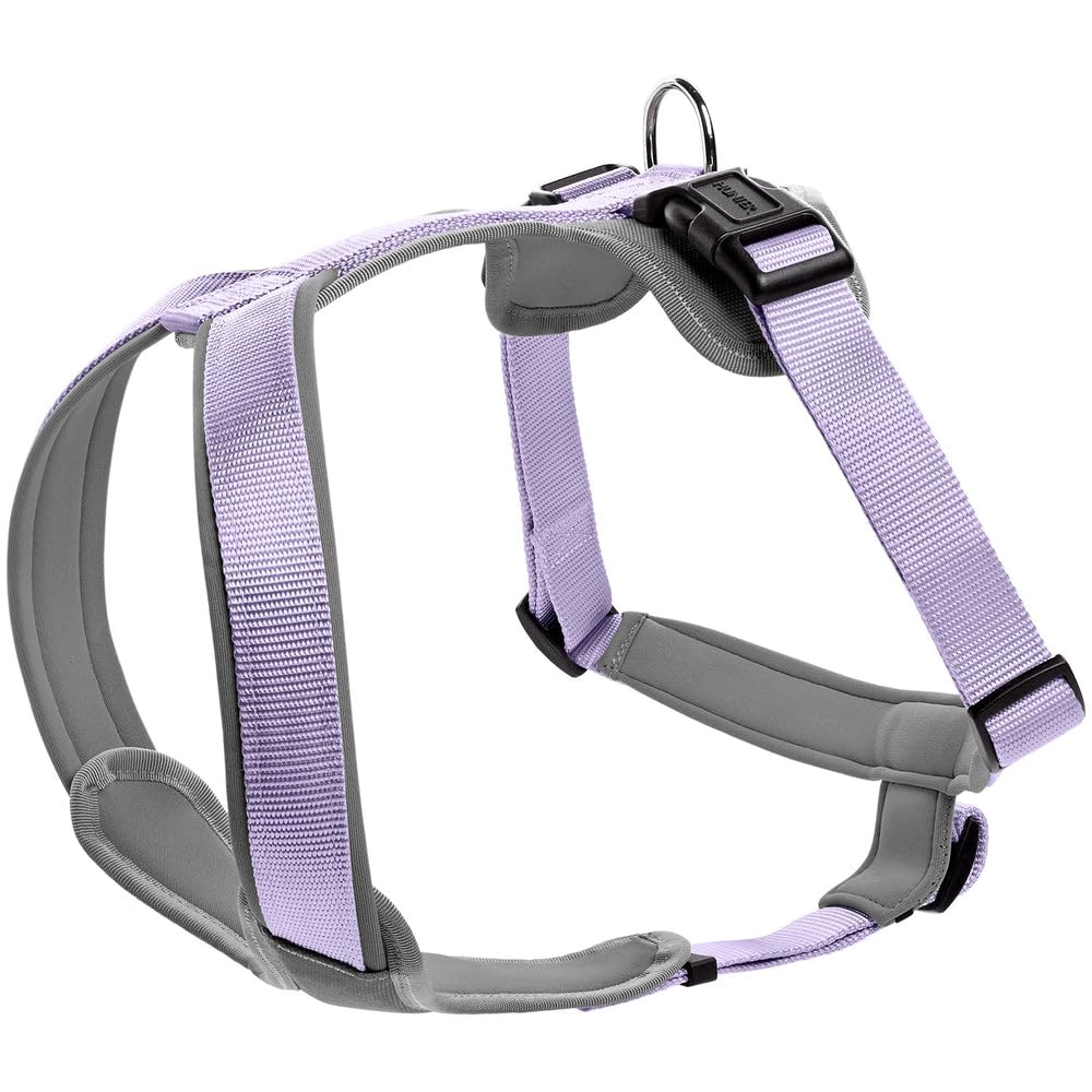 Hunter Hundegeschirr NEOPREN, Farbe: Lavendel/grau, strapazierfähiges Nylon, mit weichem Neopren gepolstert, reflektierendes 3M Scotchlite Reflective Material, pflegeleicht, komfortabel, Größe: L