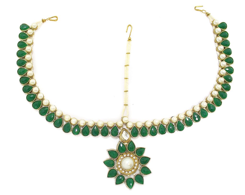 Zaveri Pearls Emerald Maang Tikka for Women - ZPFK2916 (B00YU20VBC) Amazon Price History, Amazon Price Tracker
