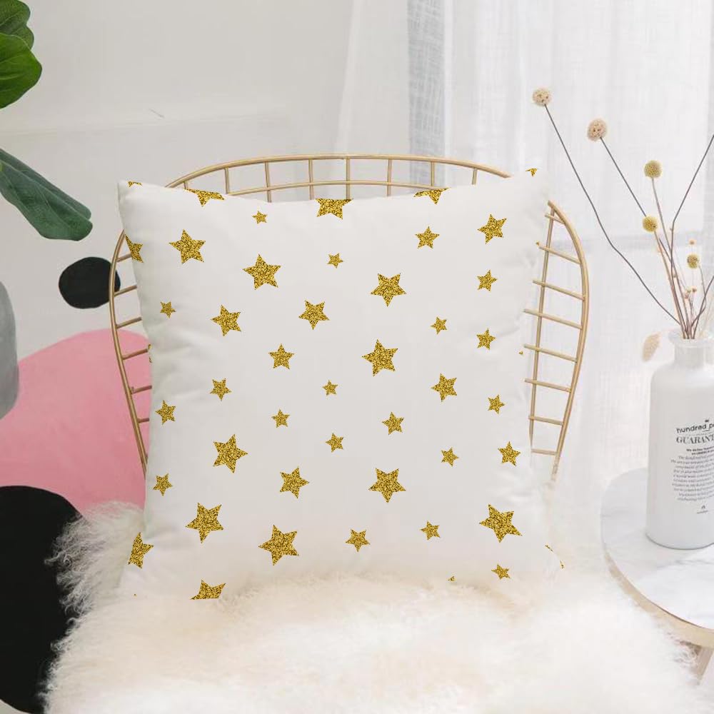 Hyosxw Star, Golden Stars Pattern Creative Illustra - A7 Cushion Cover,Throw Pillow Case Home Decorative For Living Room Bedroom Sofa Chair 18X18 Inch,Star, Golden Stars Pattern Creative Illustration With Cum Style,Pillowcase 45X45cm