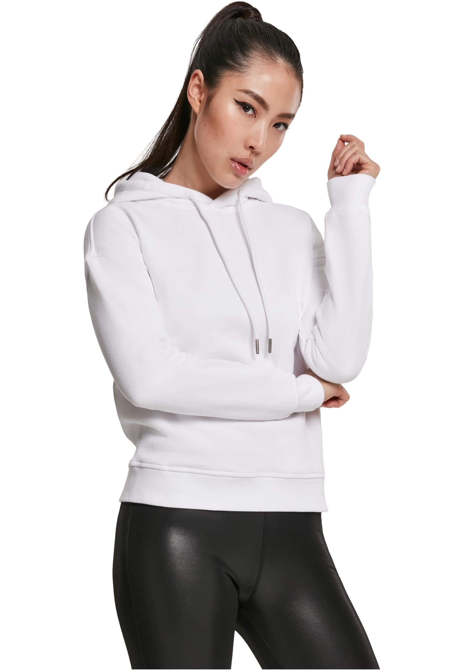 Urban Classics Women's Blanc Hoodie Urban Classic Basic Côtelés