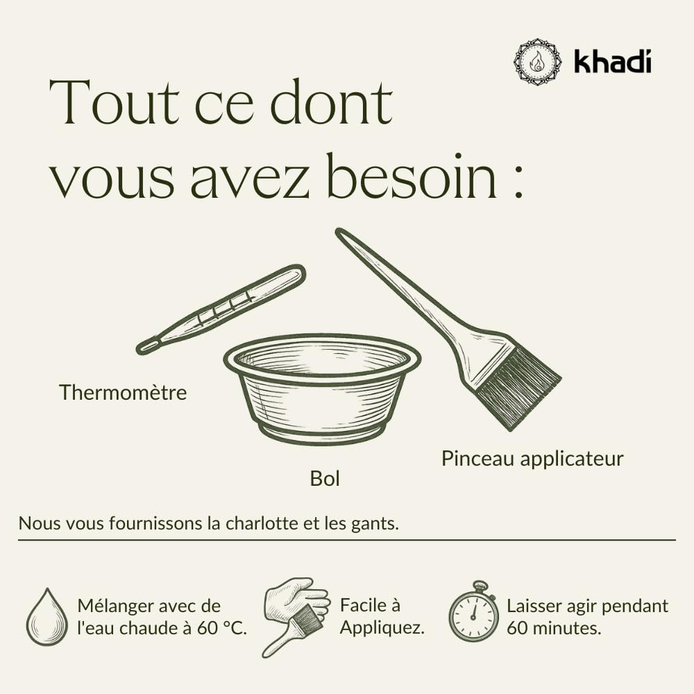 khadi BRUN FONCÉ Coloration végétale - Coloration pour cheveux pour un brun foncé profond et brillant à brun noir intense - 100% végétale et naturelle - 100 g