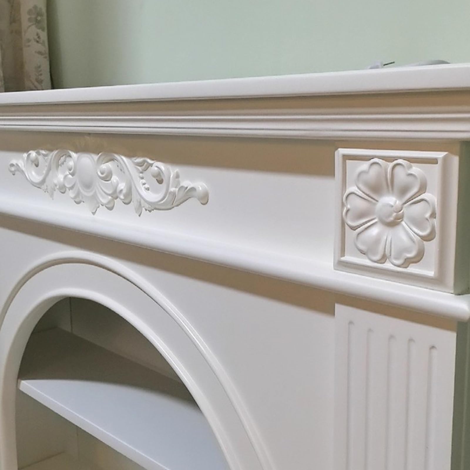 Cornice per caminetto Cornice Decorativa for Camino in Legno massello ad Arco Bianco(XL)