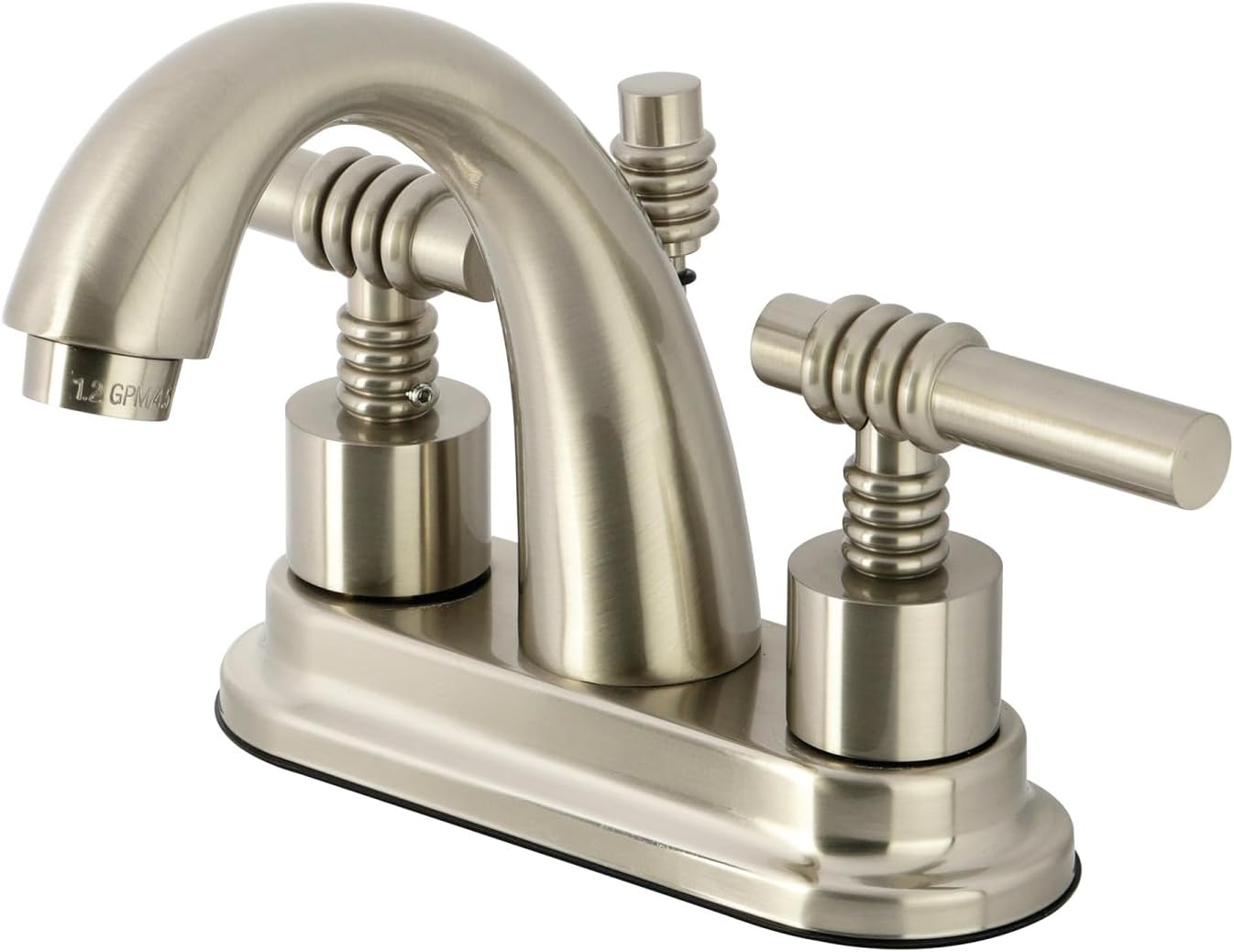 Kingston Brass KS8618ML English Country 4-Inch Deck Mount Centerset Lavatory Faucet with Brass Lever Handle, Brushed Nickel