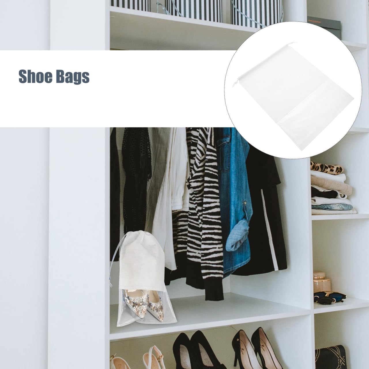 Healveed 10 Pack Shoe Storage Bags, Transparent Drawstring Travel Organizer