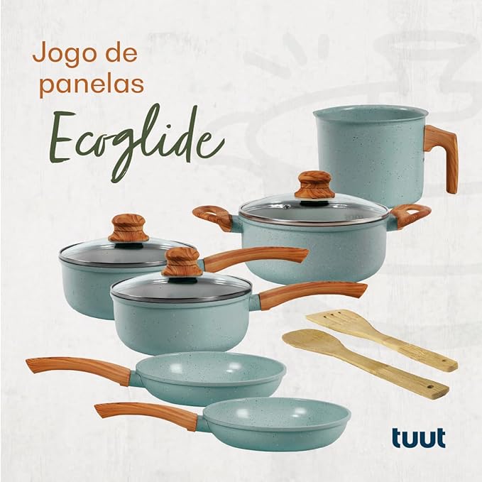 Jogo de Panelas de Alumínio Revestimento Cerâmico com Antiaderente Ecoglide Tuut Marble 8 peças