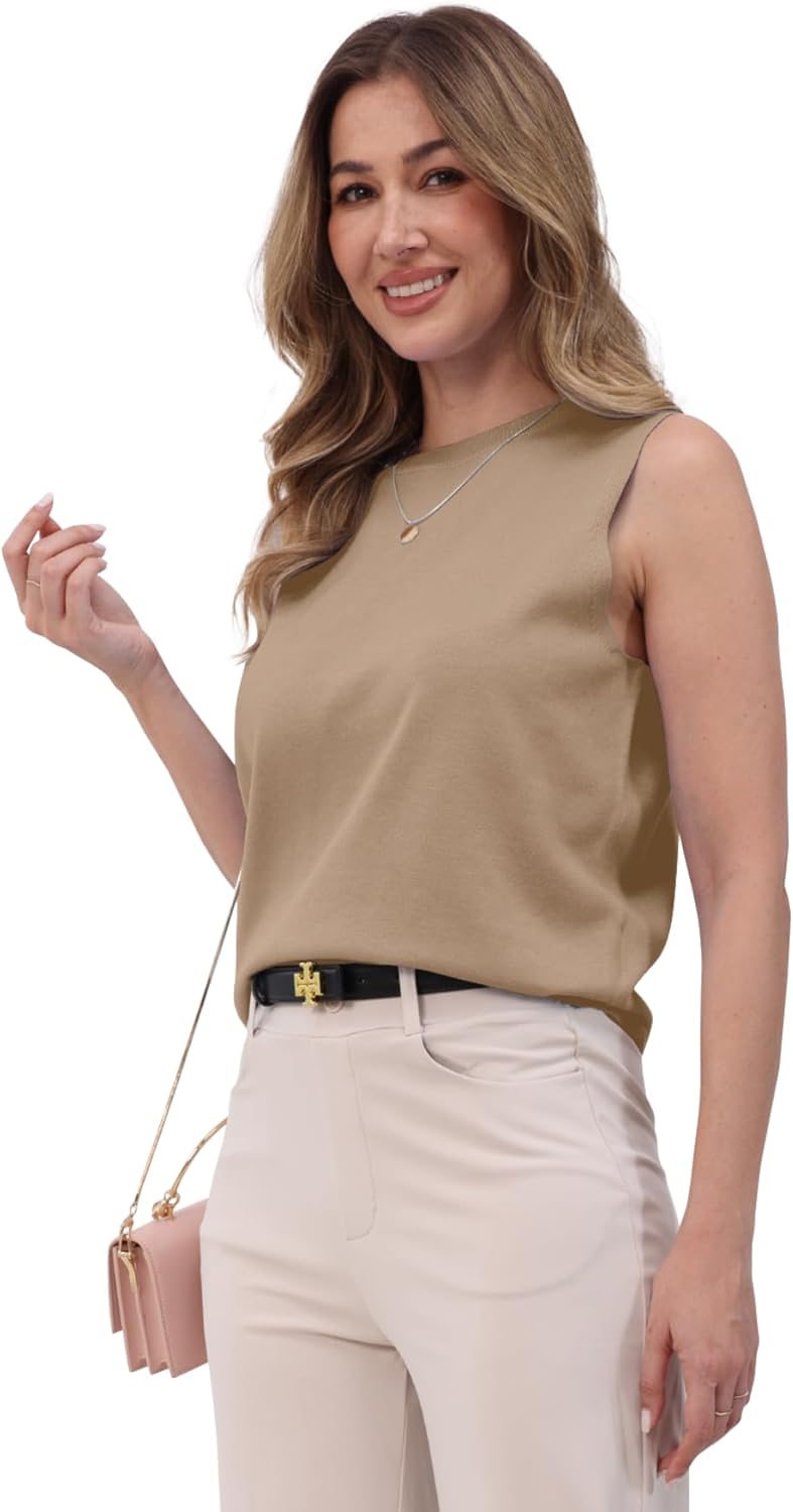 TOPYOGAS Womens Sweater Vest Knit Summer Crew Neck Lightweight Pullover Casual Tank Tops - Image 5