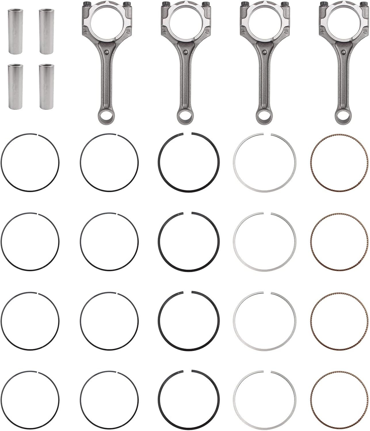 Carbhub 4 Set Connecting Rod Piston Kit for Kia Rio Soul for Hyundai Accent Vel oster 1.6L Replace for 23041-2B600, 23041-2B610, 23041-2B620, 23410-2B600,23510-2B010
