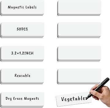50Pcs Magnetic Dry Erase Labels Whiteboard Magnets Size 3.2"x1.2" Magnetic Strips Reusable Dry Erase Magnets for Classroom Home Office