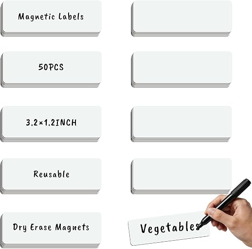 50Pcs Magnetic Dry Erase Labels Whiteboard Magnets Size 3.2"x1.2" Magnetic Strips Reusable Dry Erase Magnets for Classroom Home Office