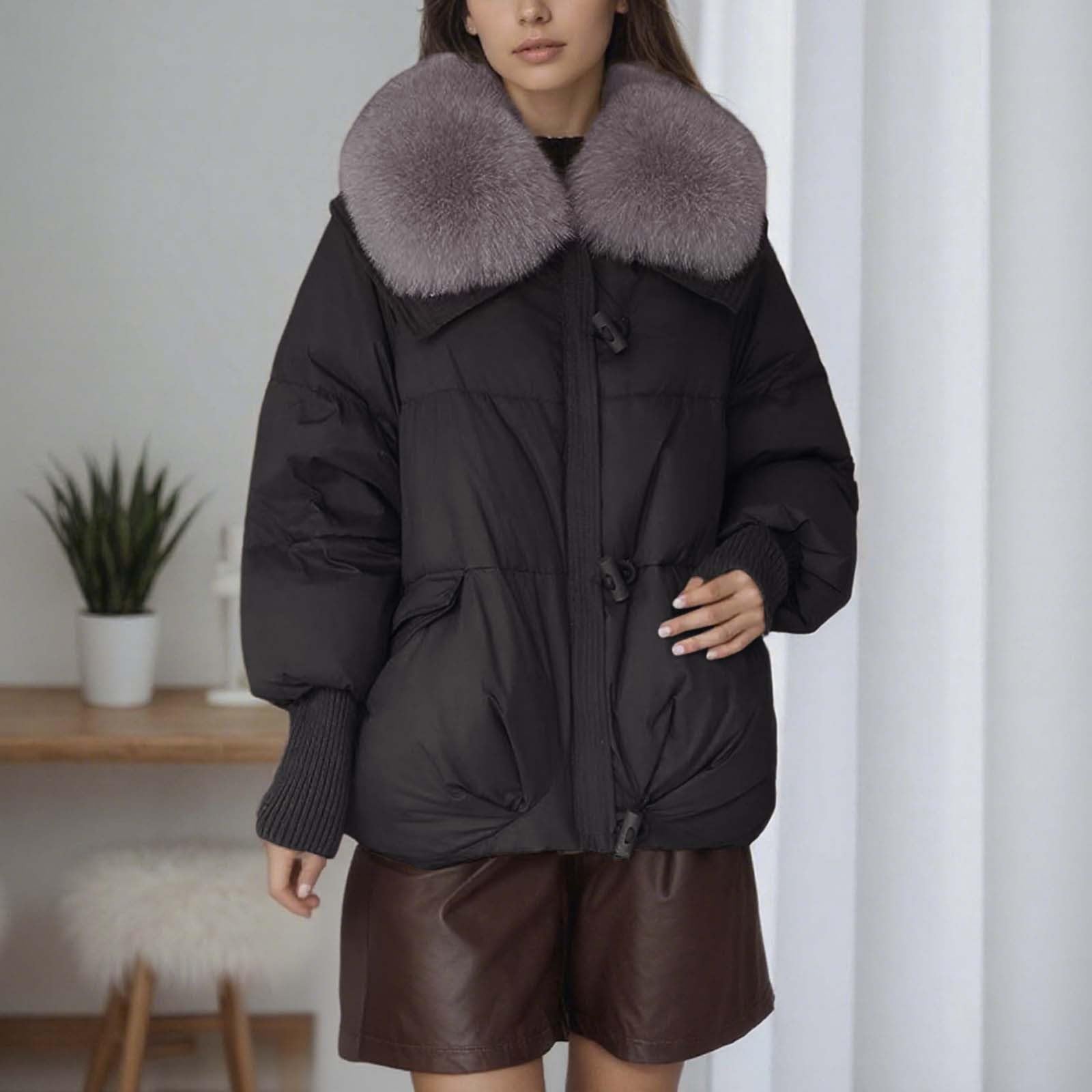 Chaqueta Mujer Abrigo Entretiempo Invierno Cazadora Plumiferos，Elegante para Mujer con Aislamiento y Cuello Ideal para Invierno y Uso Diario