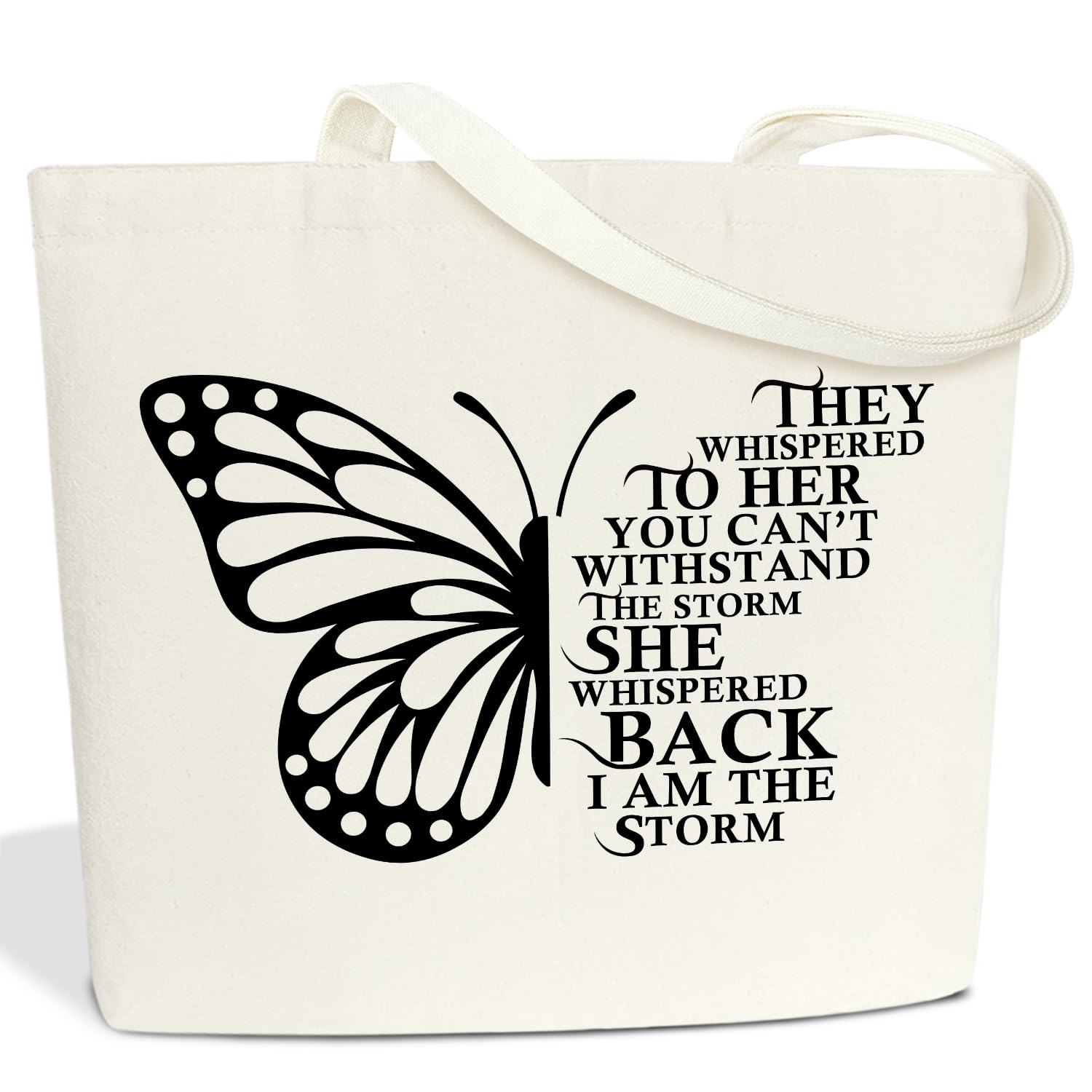 Butterfly Aesthetic Canvas Tote Bag Handbag, Inspirational Book Lover Gift for Wife Sister Girlfriend Bookworm Coworker, Bookish Reusable Grocery