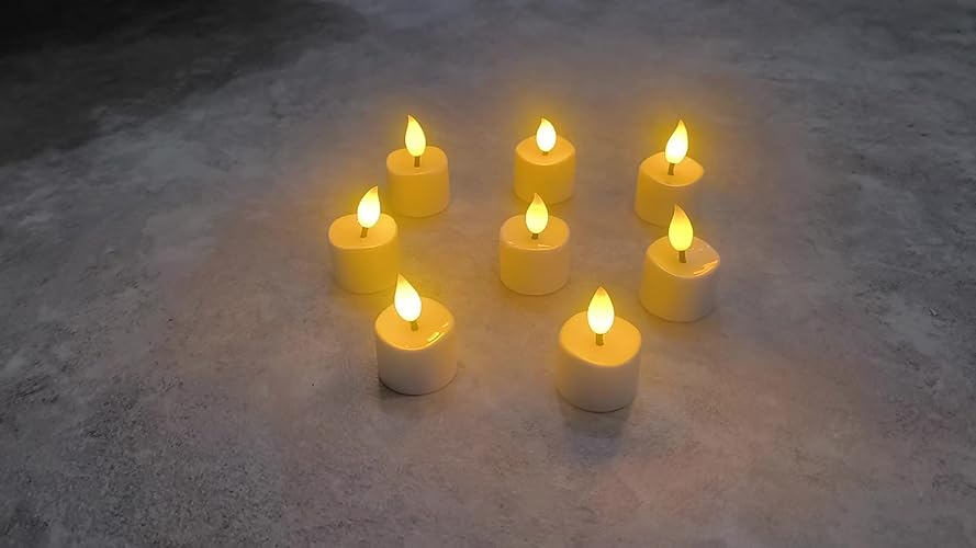 SoulBay 6 pezzi ricaricabili LED Tealight tremolanti con telecomando e funzione timer, candele elettriche a LED ricaricabili con cavo USB per feste, soggiorno, Halloween, decorazioni natalizie