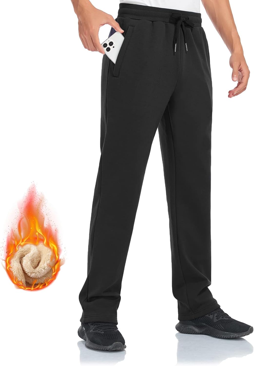 ‘Inno Men’s 30” 32” 34” 36” 38” Sherpa Fleece Lined Jogger Pants Warm Sweatpants Thermal Winter Athletic Lounge Short Tall’