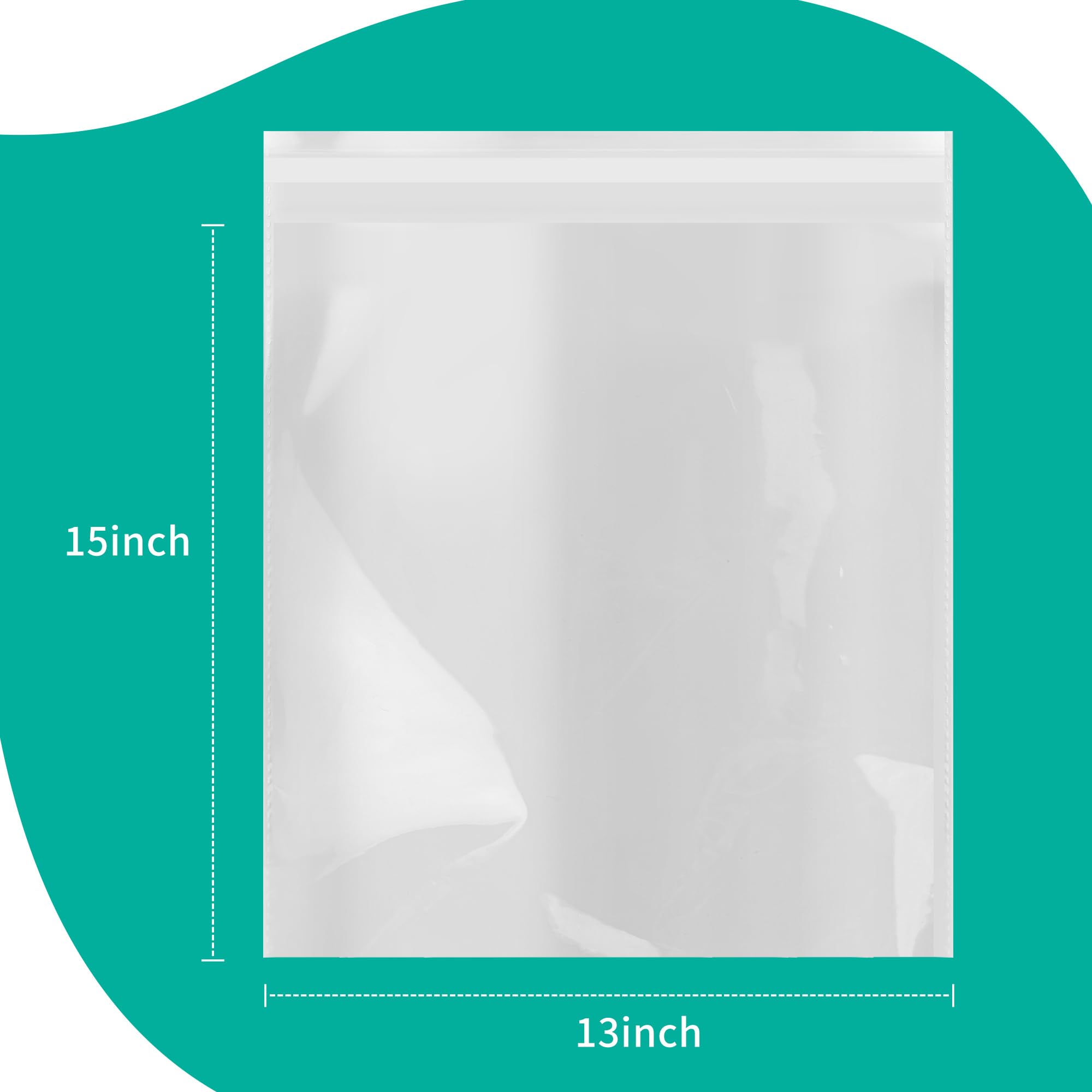 iMailer 200 sztuk - 33 cm x 38 cm przezroczyste torby celofanowe duże - samouszczelniające się plastikowe torby foliowe na wiolonczelę, na odzież, koszulki, spodnie