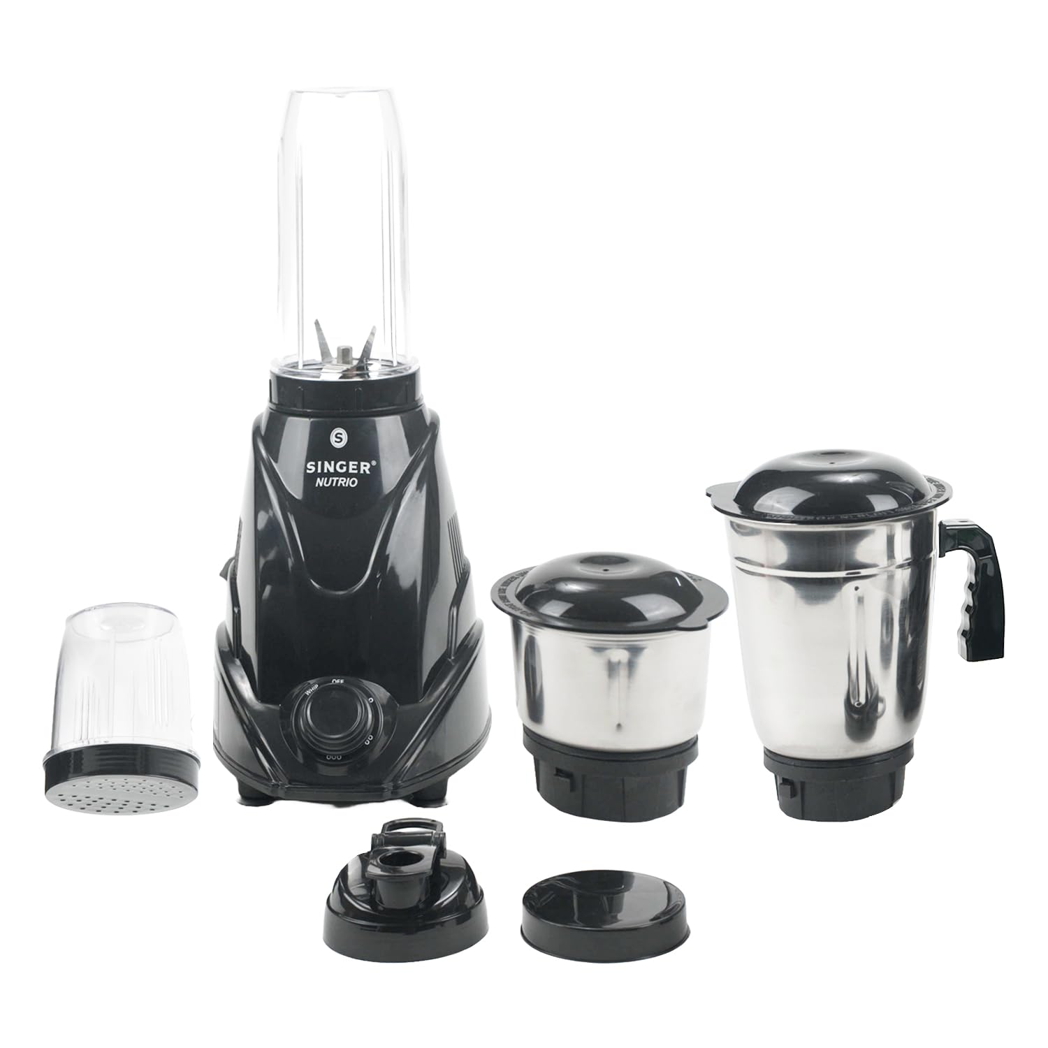 SINGER Nutrio Mixer Grinder with 4 Jars | 500-watt | 3 speed Control with Incher | Shock Proof ABS Body | ISI Mark | 2 Years Warranty | Black-picture-34