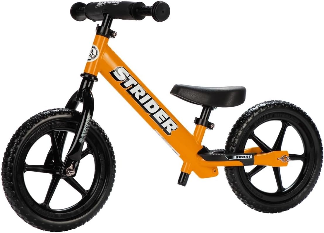 12 Sport Bike, Orange - No Pedal Balance Bicycle for Kids 1 to 4 Years - Includes Safety Pad, Padded Seat, Mini Grips, Flat-Free Tires -Easy Assembly, Tool-Free Adjustments