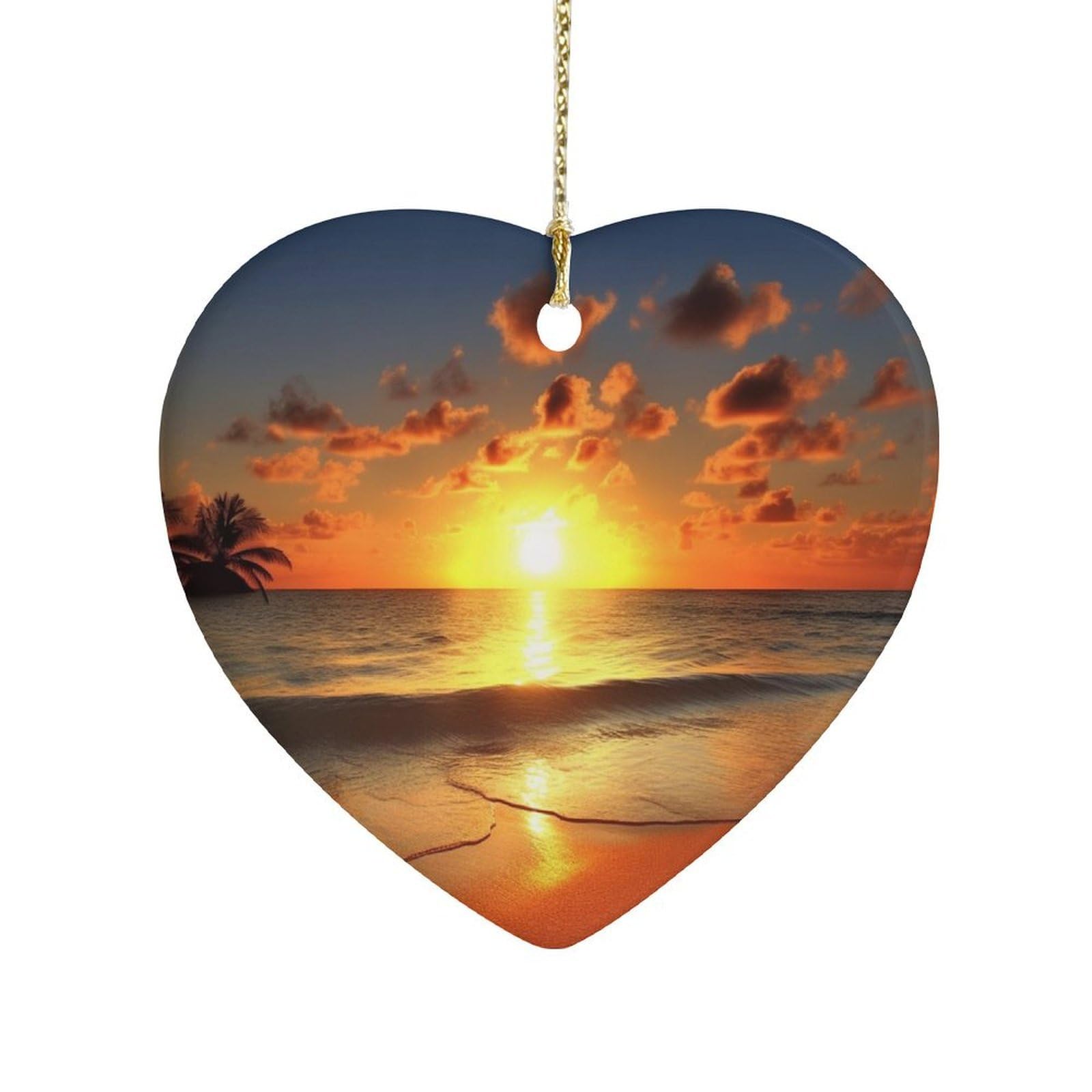 Fekiloot Style Beach Sunrise Ceramic Ornament Home Decor Keepsake