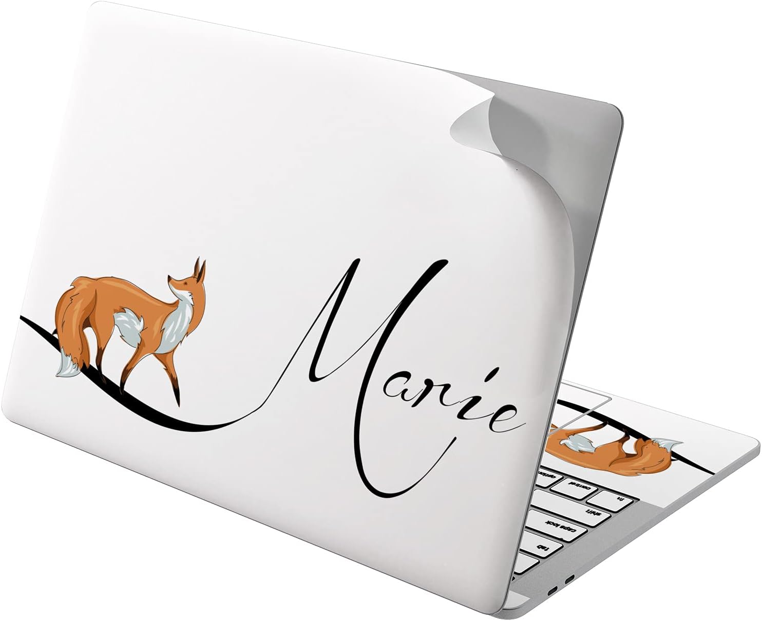 Vinyl Decal Skin Compatible for MacBook Pro 16 M3 M2 M1 14 2023 Air 15 2022 Retina 2020 Air 13 Mac 12 Name Design Custom Cover Print Laptop Personalized Fox Lovely Cute Animal Sticker