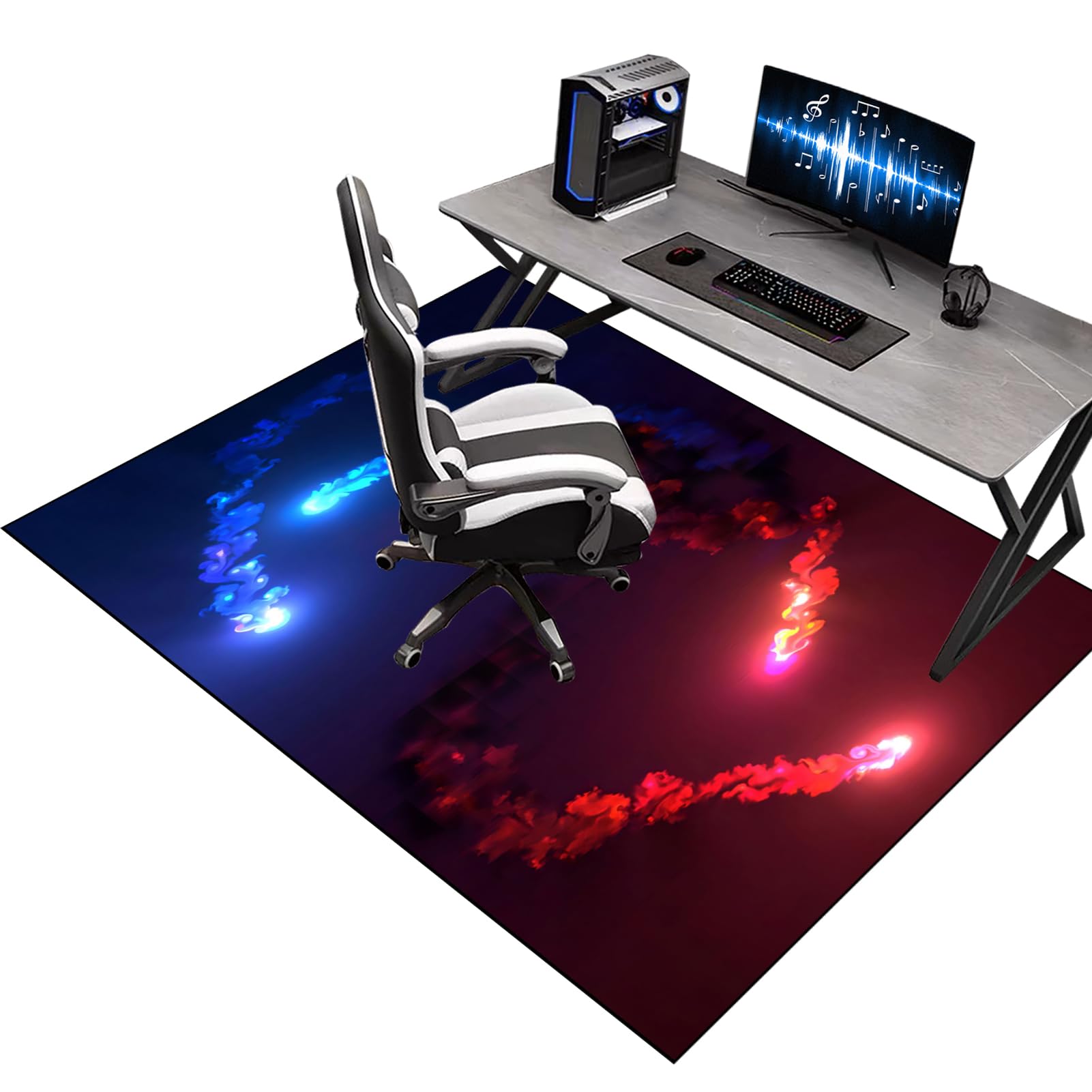 Floor Protection Mat for Hard Floors, 60 x 70 cm Gaming Chair Mat for Carpet & Wooden Floors, Chair Rolling Mat Carpeted Floor, Non-slip Gaming Computer Chair Mat for Gaming Room Home Office Decor