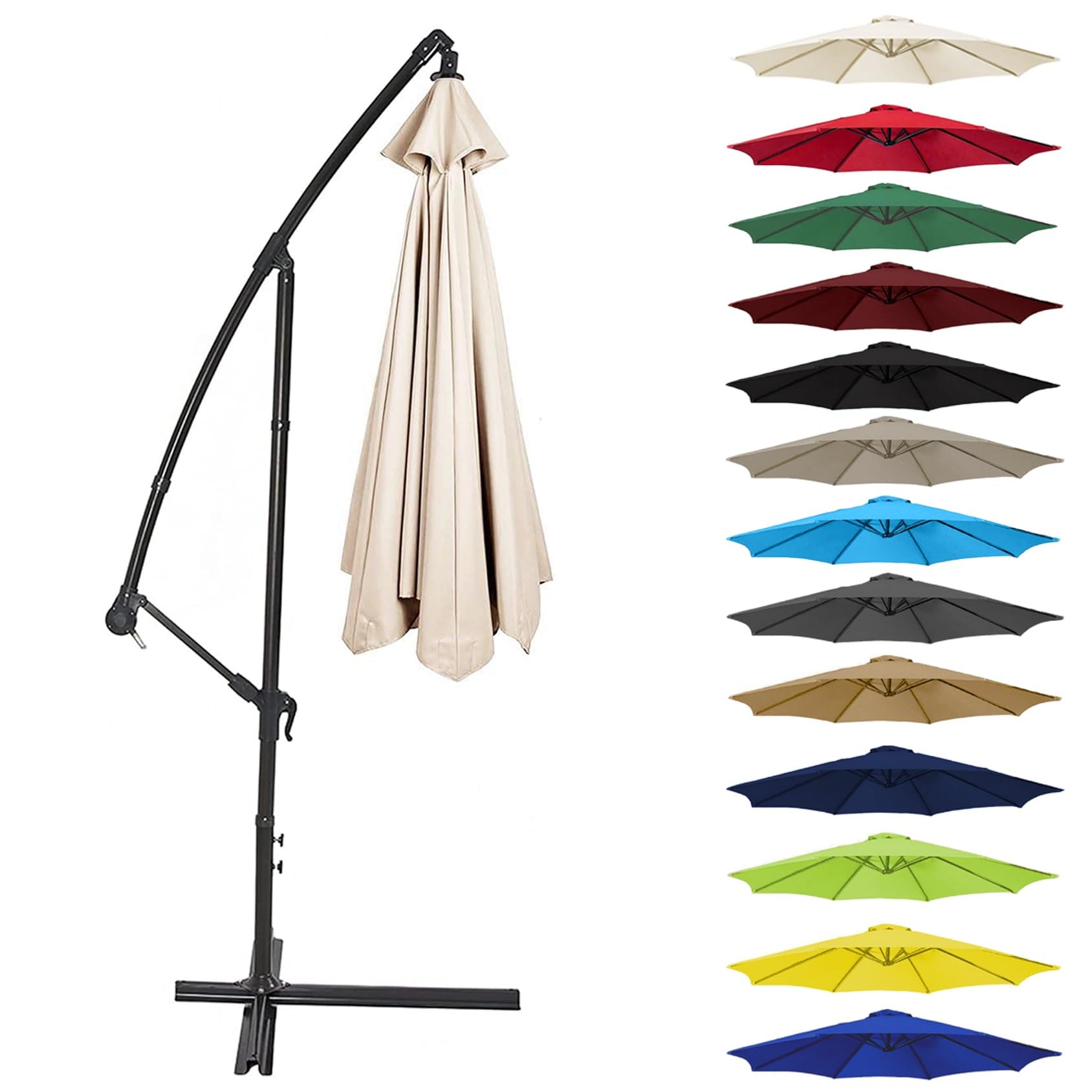 Canopy Cover 200CM 2.7M 300CM (6 Arms/8 Arms) Umbrella Replacement Cloth Cantilever Parasol Top Fabric Cover UV Protective(Color:White,Size:6 ribs-2.7m(8.8ft))