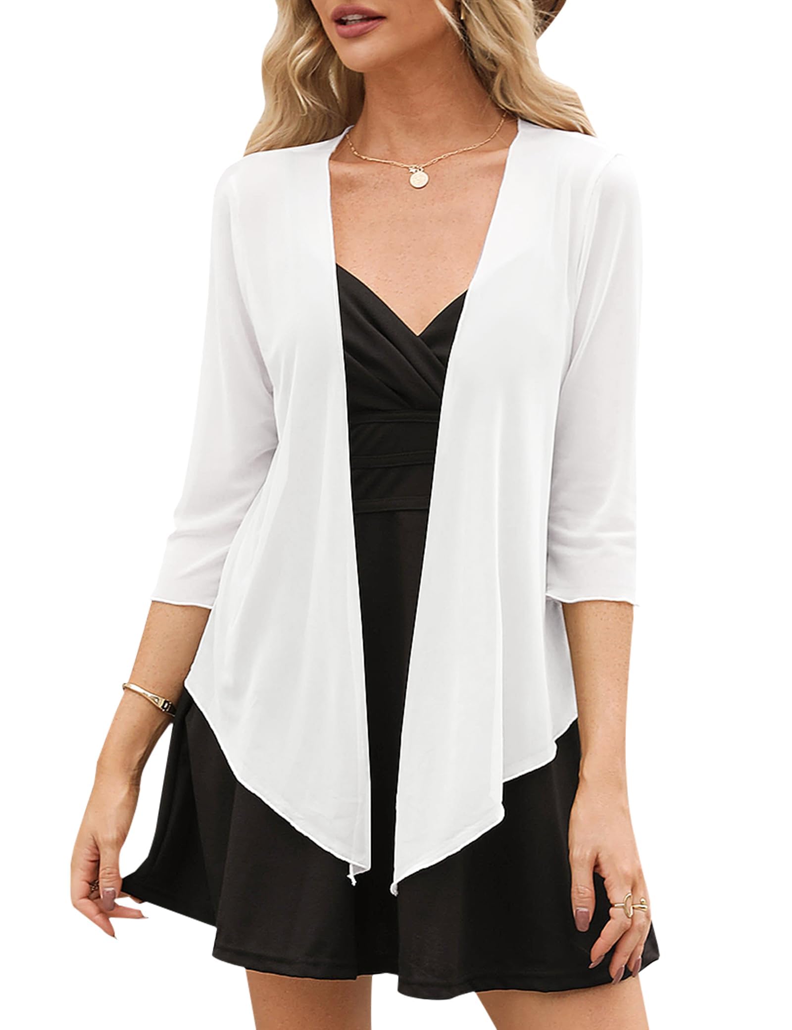 Moda Elegante Bolero Donna Mezza Manica Scintillante - Cardigan Corto Con Nodo Per Feste Look Glamour