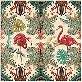 Floralplus Peel and Stick Wallpaper Flamingo Vintage Floral Wallpaper Removable Renter Friendly Wallpapers for Bathroom Boho Palm Leaf Contact Paper for Countertop Home Decor 17.5 x 118 in