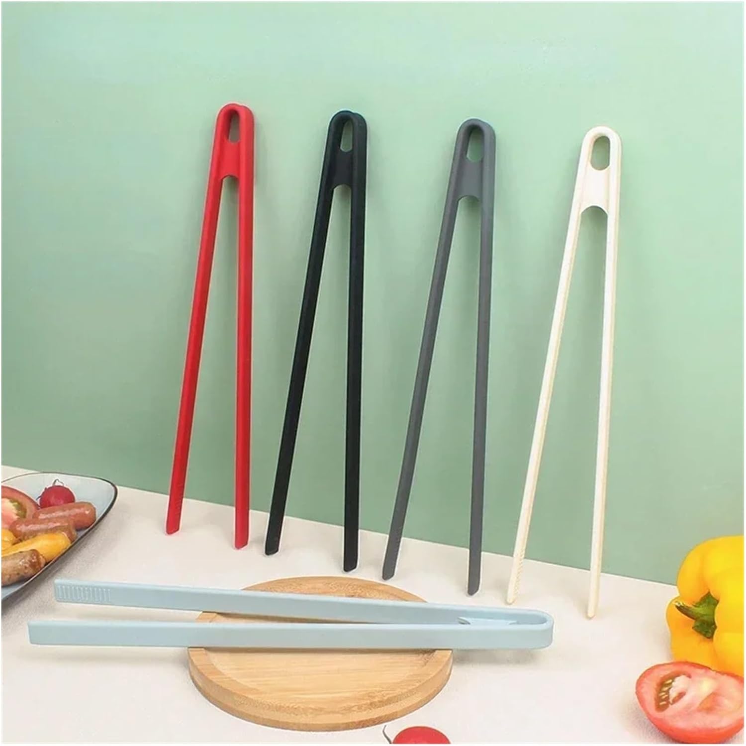 BBQ Tongs, BBQ Salad Food Tongs Anti-Slip Kitchen Utensils Barbecue Clip Three Prong Pliers Cookware BBQ Tool Chef Tools Gadgets Bar Accessories(Green)