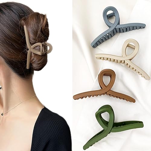 Pinzas para el cabello grandes, antideslizantes, grandes mate, 4.3 pulgadas, clip de mariposa para cabello fino y grueso, para mujeres y niñas,