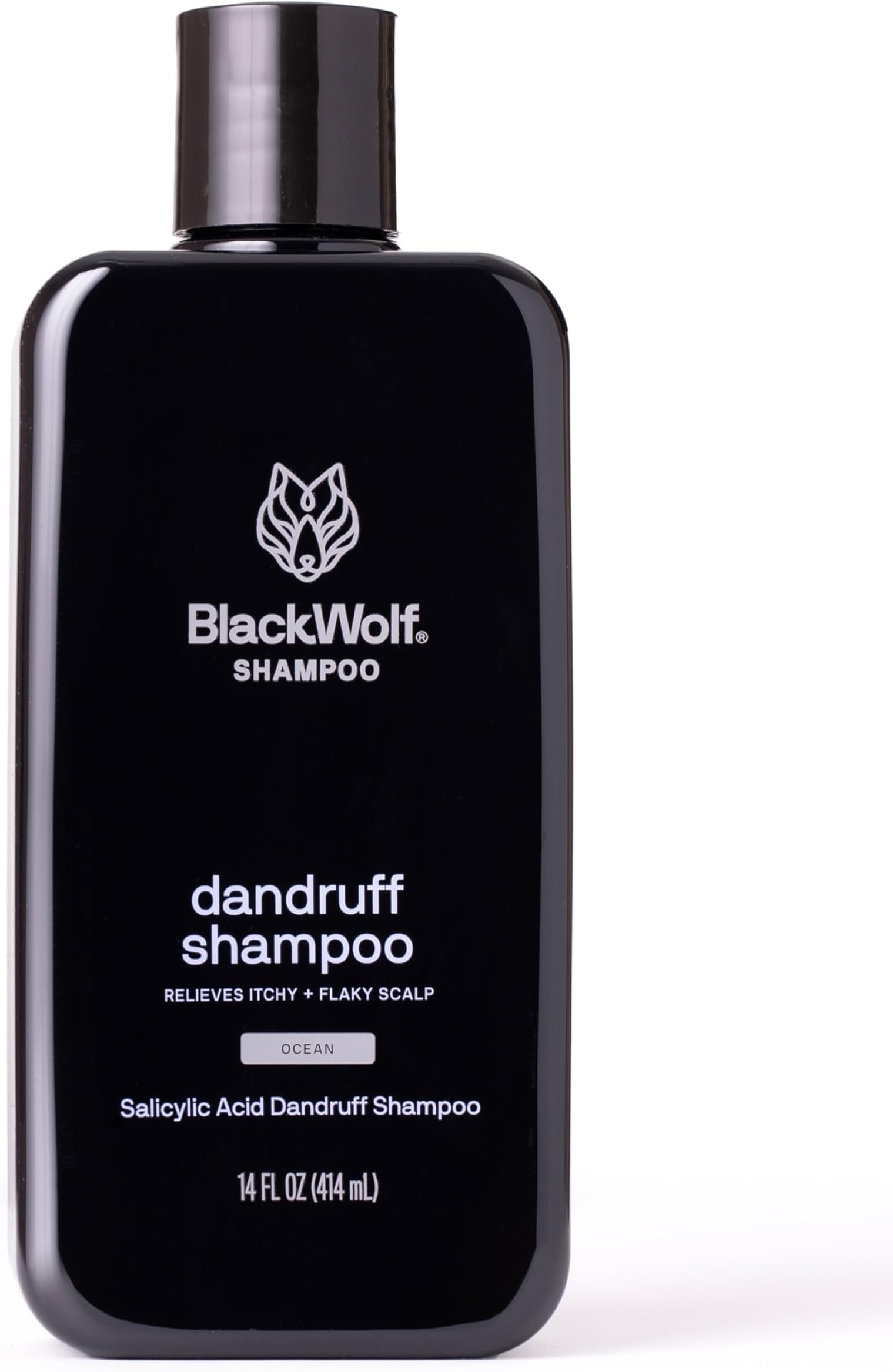 Black Wolf Men's Anti-Dandruff Shampoo - Hair Care for Men, 14 Fl Oz | Advanced Dandruff-Fighting & Itch Relief Formula with Salicylic Acid, Removes Buildup & Flakes - Rich Lather Cleanses Scalp