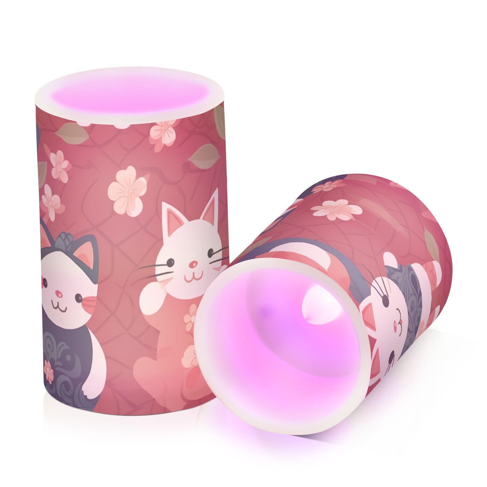 ODAWA Candele galleggianti a LED senza fiamma con gattini cinesi, senza fiamma, senza fiamma, candele a pilastro per festival, Halloween, decorazioni natalizie
