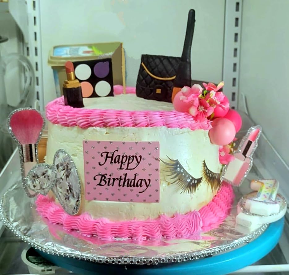 Miniatura 6 de JeVenis Decoración de pastel de maquillaje, decoración de pastel de cumpleaños, suministros de fiesta de spa, decoración de cumpleaños