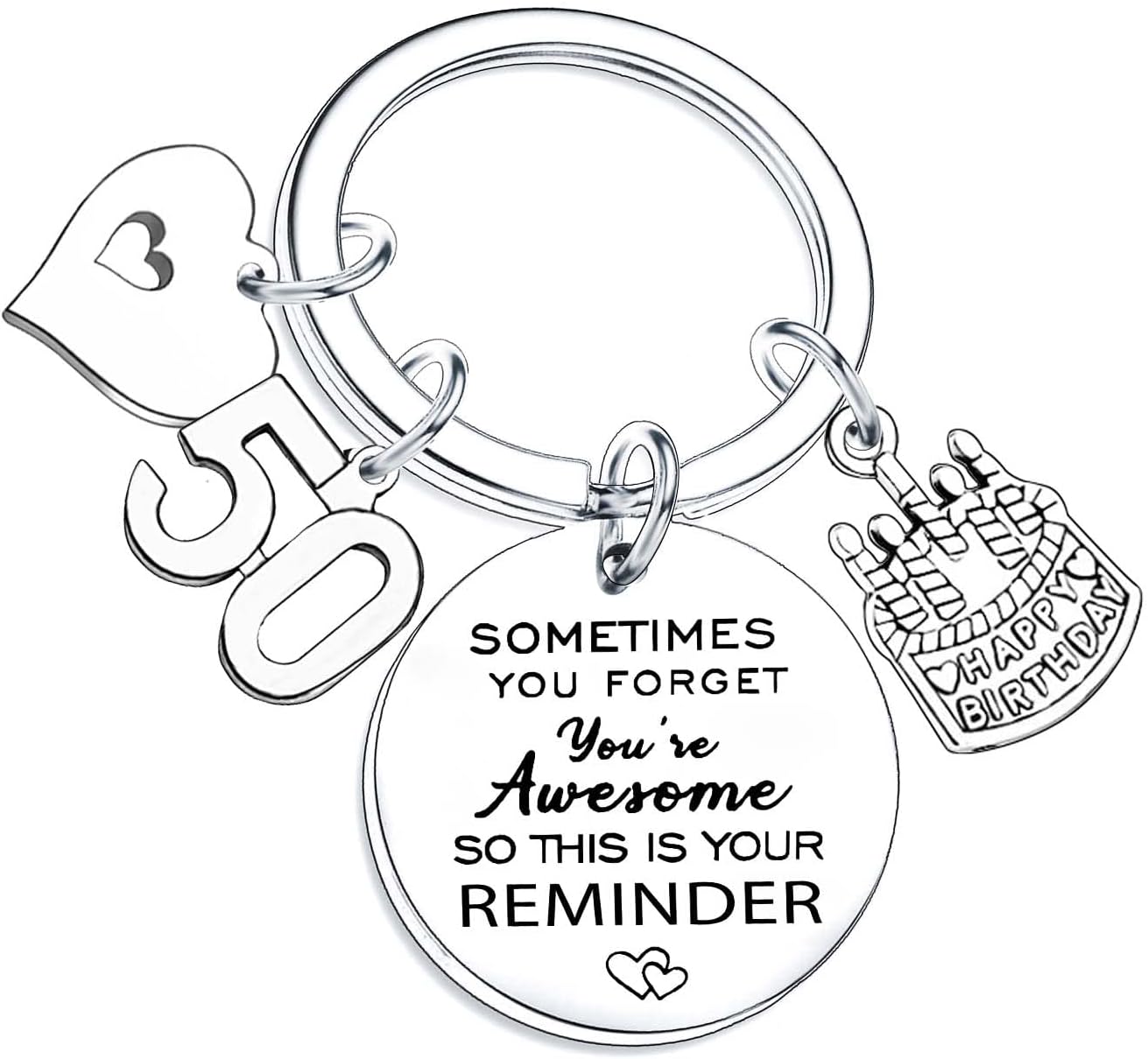 Birthday Keychain Gifts for Women Men Inspirational Birthday Keyring for Friends BBF Happy Birthday Keychain Gifts