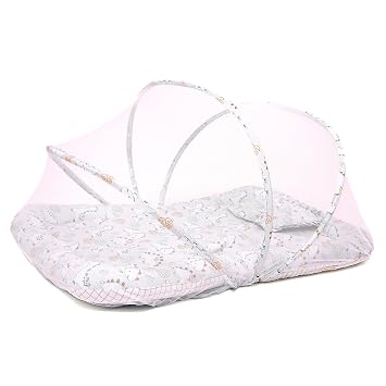TIDY SLEEP Mattress with Mosquito Net, Mosquito Protection Mattress, Size: 90cm x 65cm x 10cm Dino