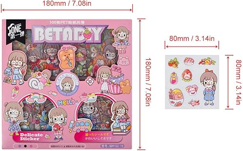 Miniatura 6 de Calcomanías de letras kawaii japonesas de papelería, 100 hojas, lindas calcomanías de álbumes de recortes, calcomanías Kuromi para hacer tarjetas,