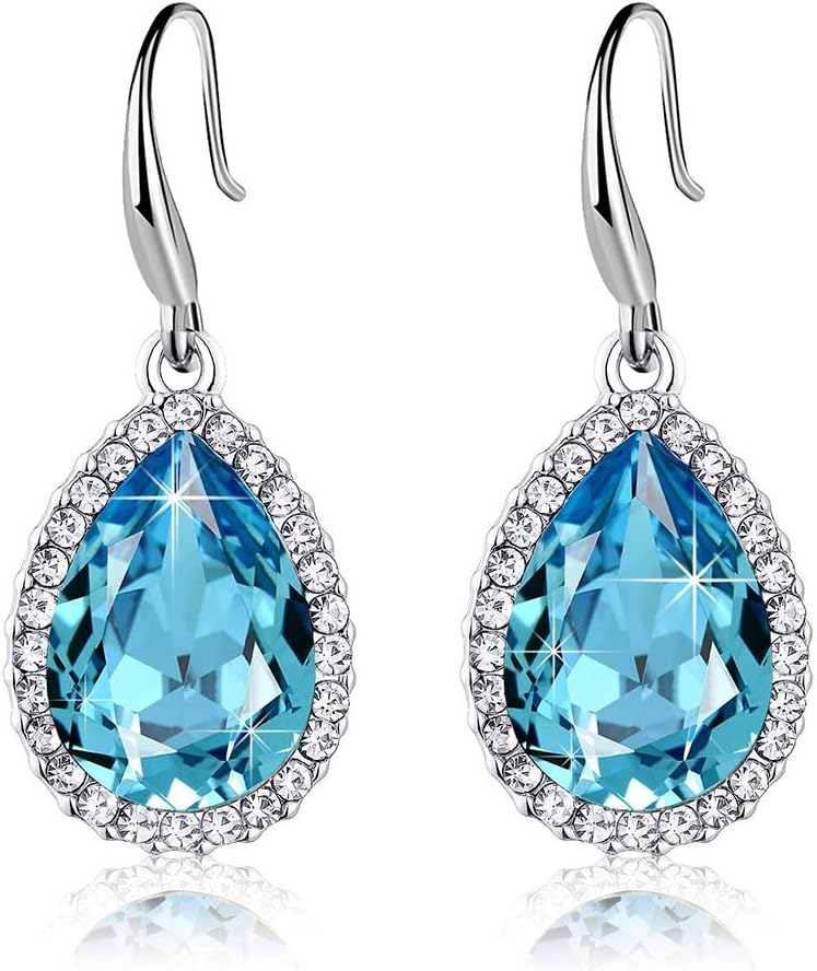 Austrian Crystal Teardrop Dangle Drop Earrings for Women Dangling 14K Gold Plated Hypoallergenic Jewelry