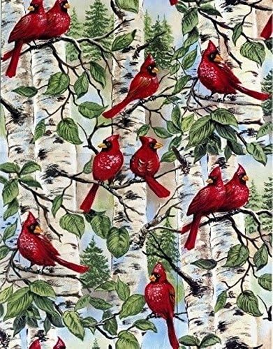 Fleece Red Bird Birds in Tree Branches Cardinal Cardinals Fleece Fabric Print by The Yard a21707b