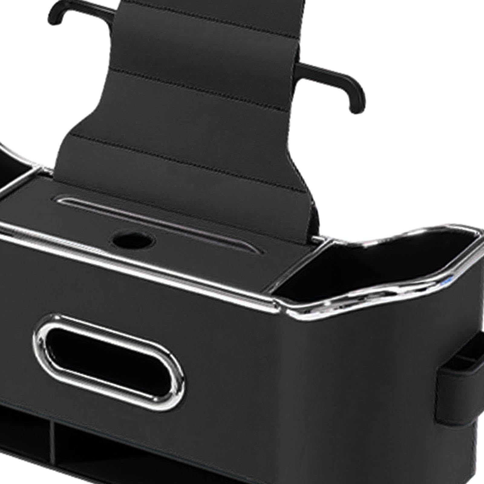 Organizer Schienale Auto Contenitore Porta Tessuti Portabicchieri Multifunzione in Pelle PU con Gancio Adatto per Viaggi Automobili Uso Famiglia, nero