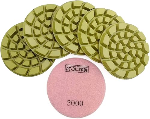 Miniatura 11 de DT-DIATOOL Almohadillas de Pulido de Piso de Diamante con Enlace de Resina para Piso de Terrazo Diámetro 4 Pulgadas Grano 200 Paquete de 6