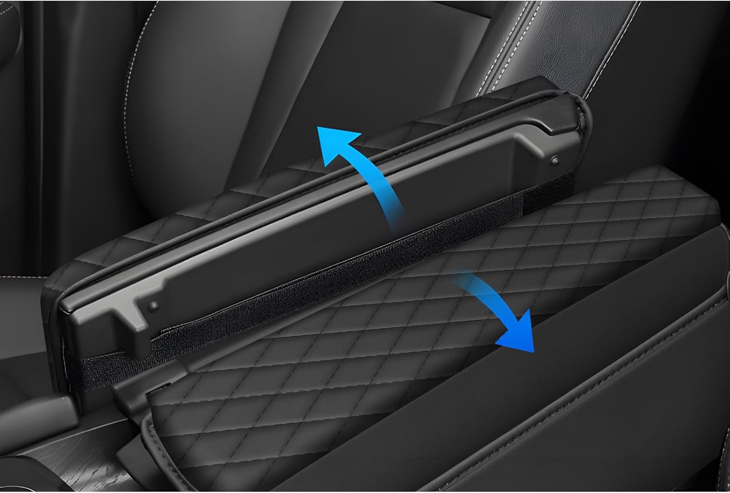 AOMSAZTO 2 Pieces Set Console Covers for 2021-2025 2026 Nissan Rogue Armrest Covers with Pockets Leather Black