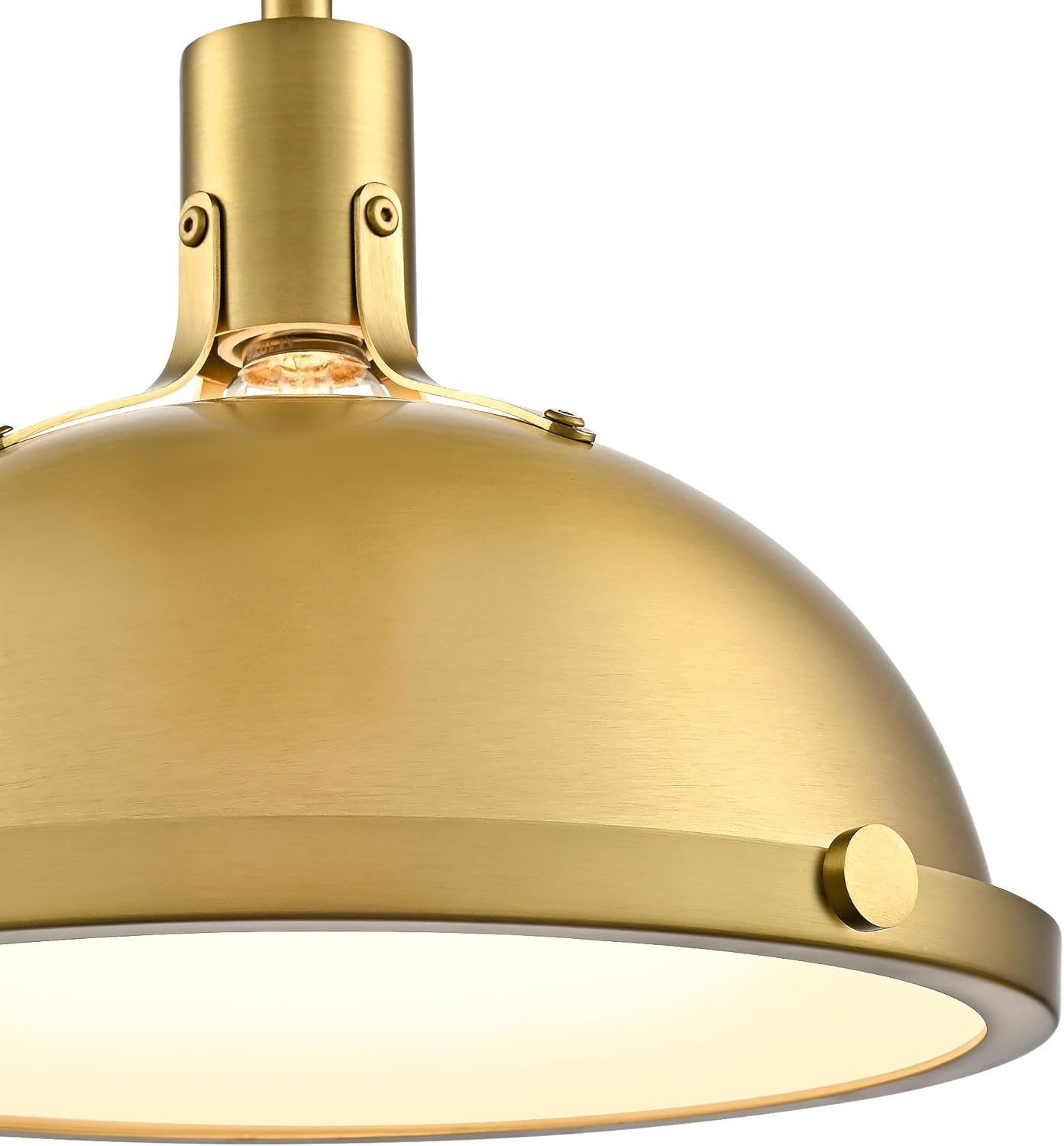 12.7 Inch Brushed Gold Modern Pendant Lights, Contemporary Dome Kitchen Island Pendant Lighting, 1-Light Small Ceiling Hanging Light Fixture with Opal Glass Diffuser, Over Sink Table Bar Hall