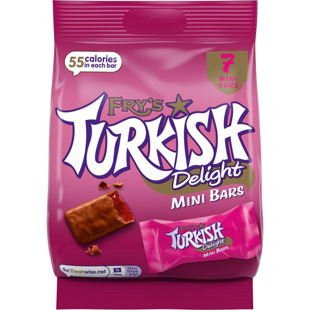 Fry's Turkish Delight Mini Chocolate Bars, 105 g (pack of 7)