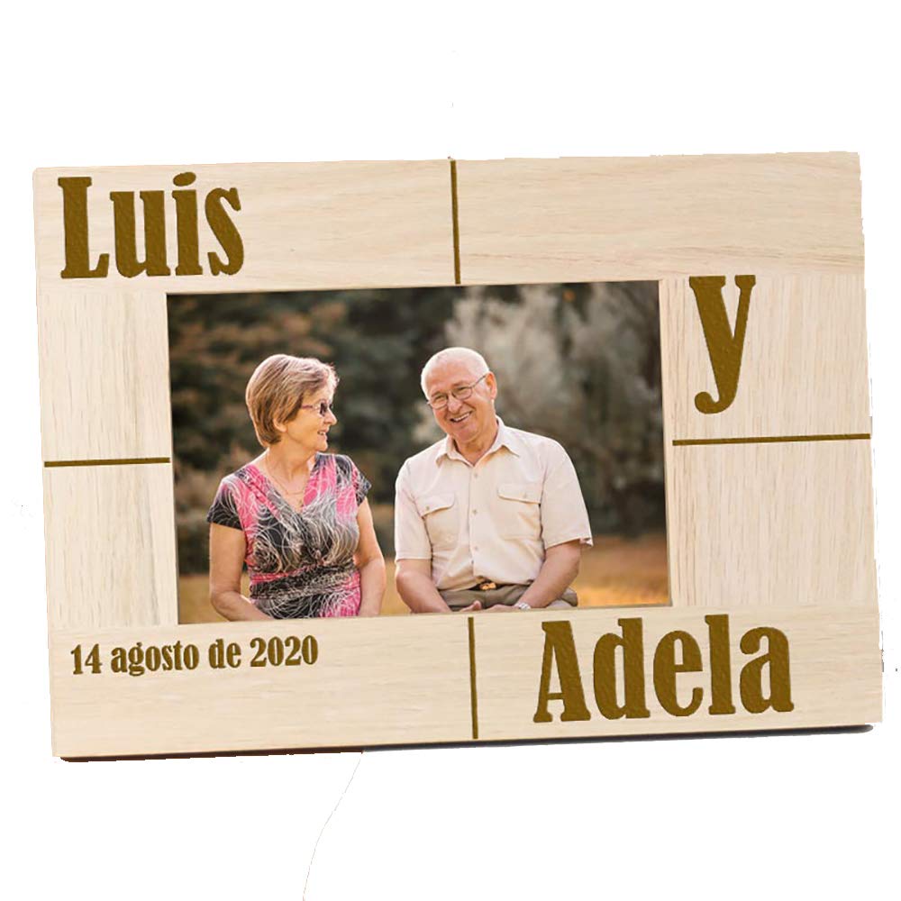 Regalo Personalizado para Parejas: Marco de Fotos Grabados con Nombres y Fecha