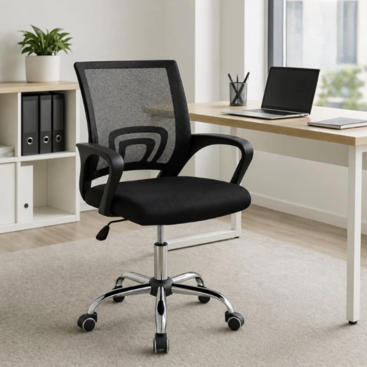 Cadeira De Escritório Base Giratória Ergonômica Mesh Premium Diretor Secretária Assento Estofado