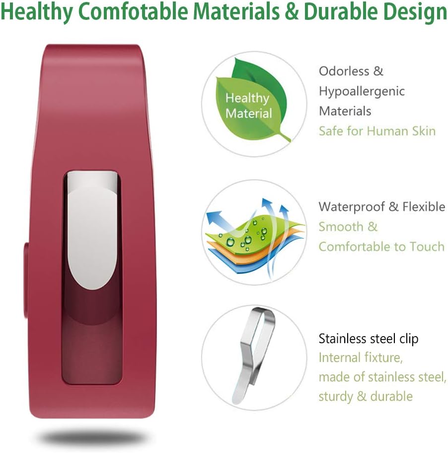 HQzon Compatible Clip Replacement for Fitbit Inspire/Inspire HR Fitness Tracker, Made of Soft Comfortable Silicone（Red）